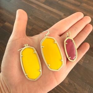 Yellow and Pink Dangle Earrings